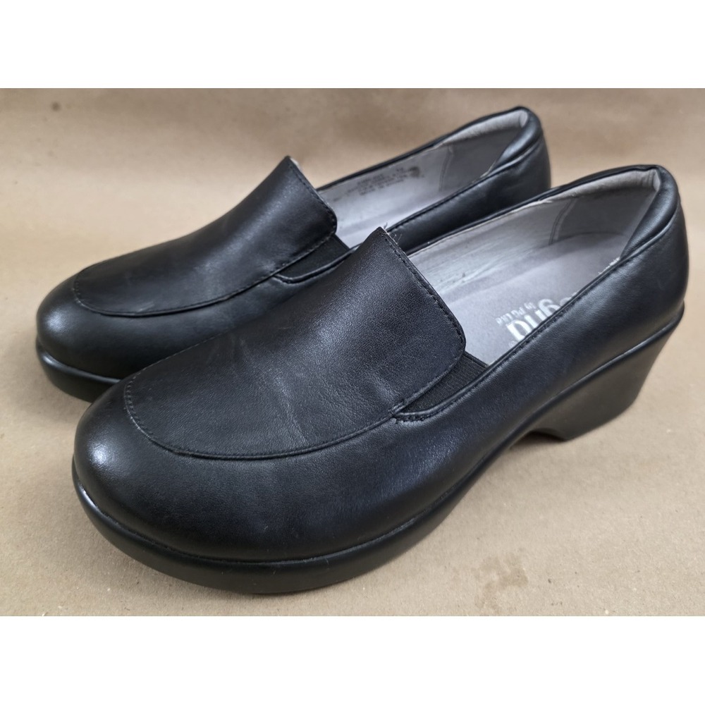 Alegria Emma (Sz 39) Clogs Women Black Leather Wedge Slip On Shoes EMM-601